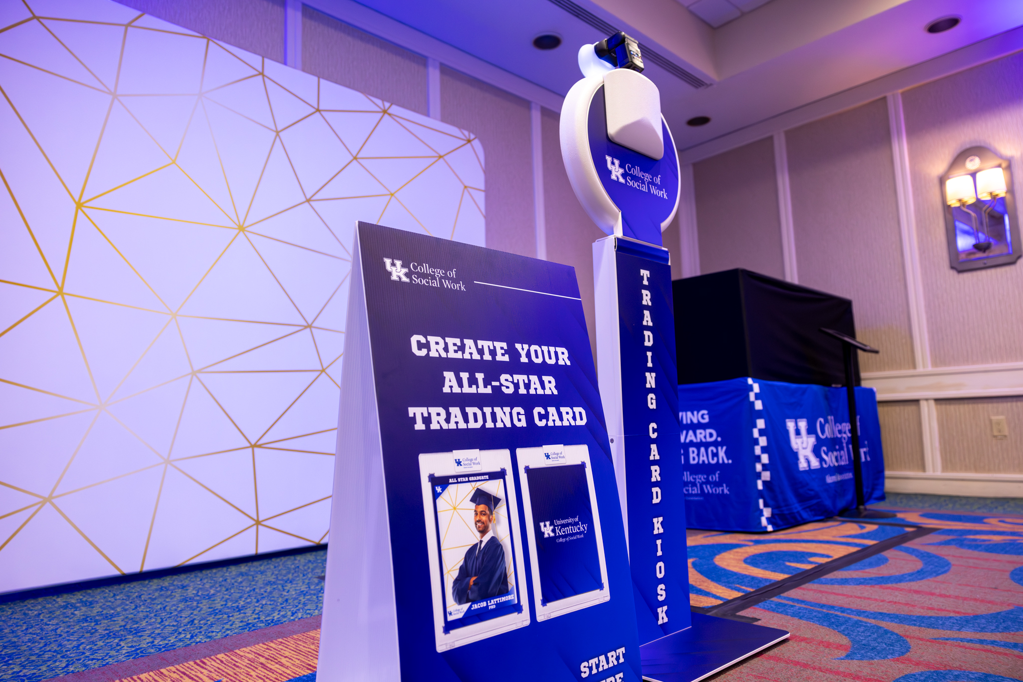 Branded trade show photo booth activation at a convention