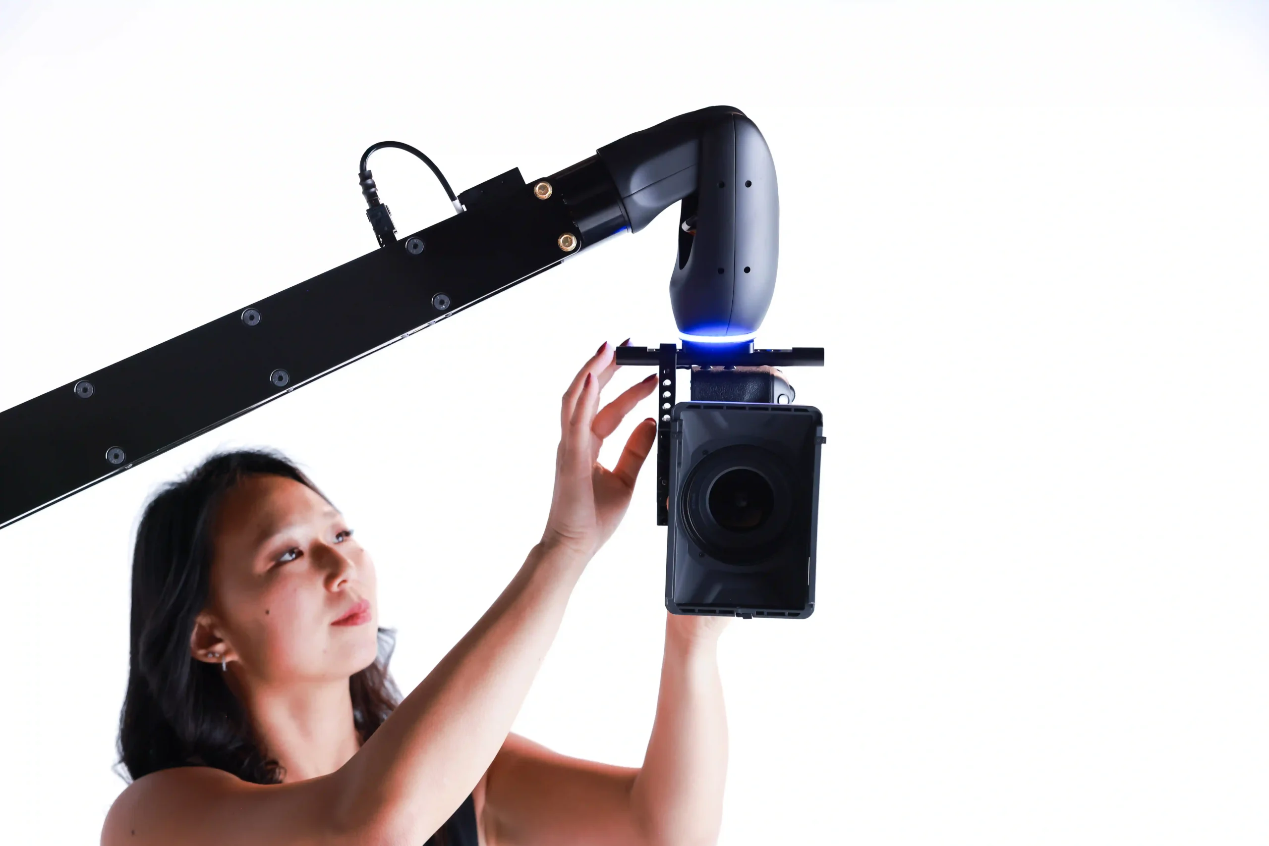 Focus Experiential staff setting up cinema Glambot camera